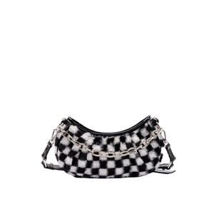"Skinnydip London Women's Devyn Fluff Crossbody Shoulder Bag - Black White "